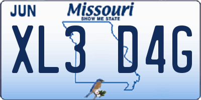MO license plate XL3D4G