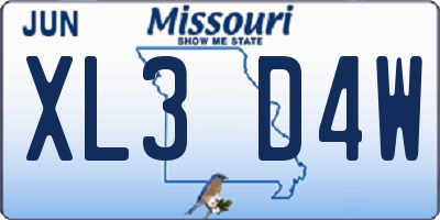 MO license plate XL3D4W