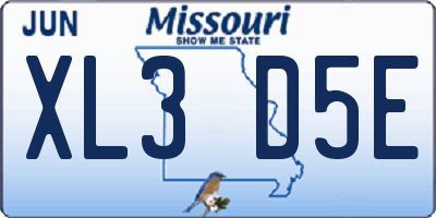 MO license plate XL3D5E