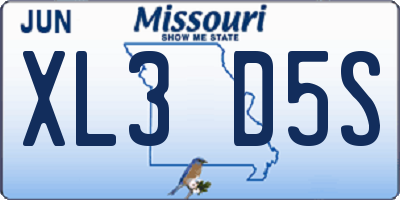 MO license plate XL3D5S
