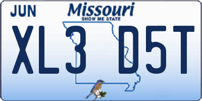 MO license plate XL3D5T