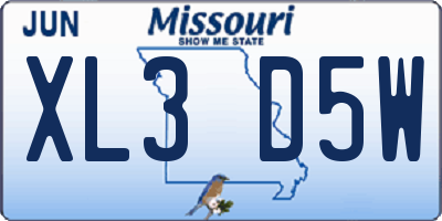 MO license plate XL3D5W