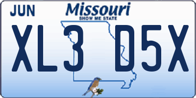 MO license plate XL3D5X