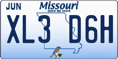 MO license plate XL3D6H