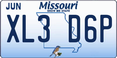 MO license plate XL3D6P