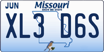 MO license plate XL3D6S