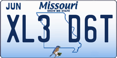 MO license plate XL3D6T