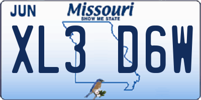 MO license plate XL3D6W
