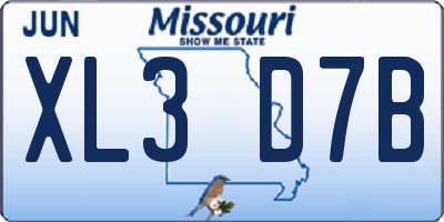MO license plate XL3D7B