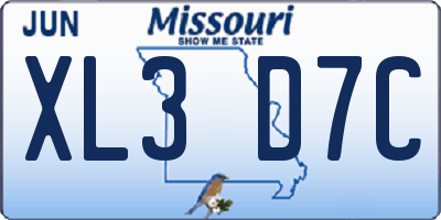 MO license plate XL3D7C