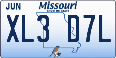 MO license plate XL3D7L