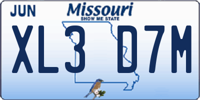 MO license plate XL3D7M