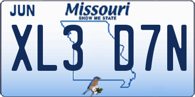 MO license plate XL3D7N