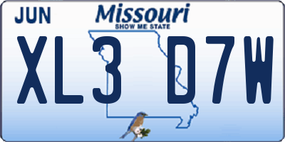 MO license plate XL3D7W