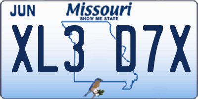 MO license plate XL3D7X
