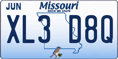MO license plate XL3D8Q