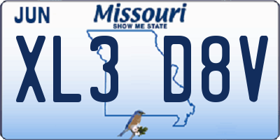 MO license plate XL3D8V