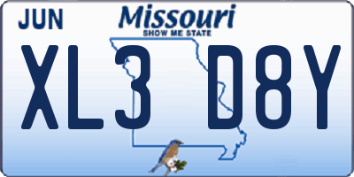 MO license plate XL3D8Y
