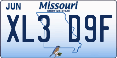 MO license plate XL3D9F