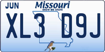 MO license plate XL3D9J
