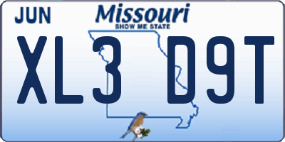 MO license plate XL3D9T