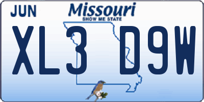 MO license plate XL3D9W