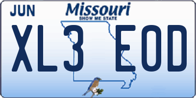 MO license plate XL3E0D