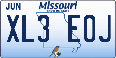 MO license plate XL3E0J