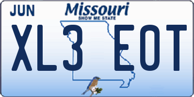 MO license plate XL3E0T