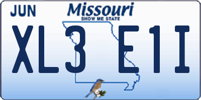 MO license plate XL3E1I