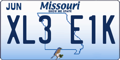 MO license plate XL3E1K
