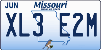 MO license plate XL3E2M