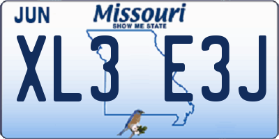 MO license plate XL3E3J