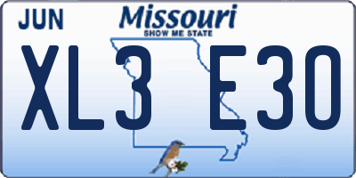MO license plate XL3E3O