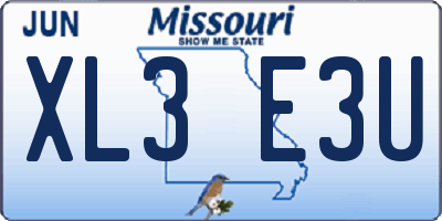 MO license plate XL3E3U