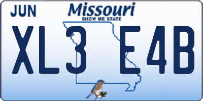 MO license plate XL3E4B