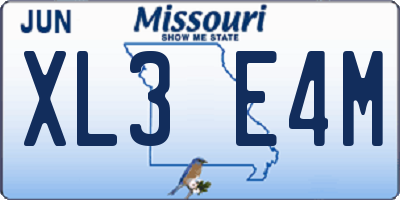 MO license plate XL3E4M