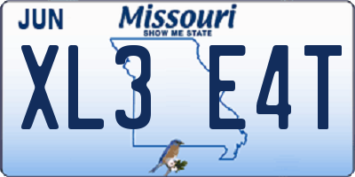 MO license plate XL3E4T