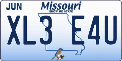 MO license plate XL3E4U