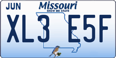 MO license plate XL3E5F
