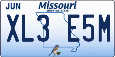 MO license plate XL3E5M