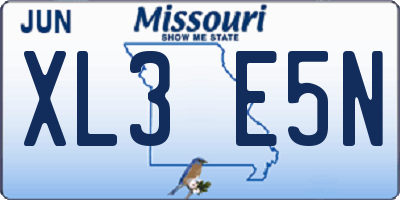 MO license plate XL3E5N