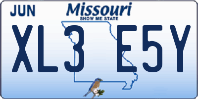 MO license plate XL3E5Y