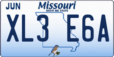 MO license plate XL3E6A