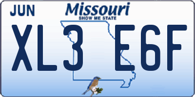 MO license plate XL3E6F