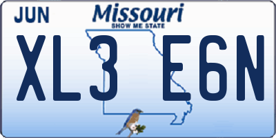 MO license plate XL3E6N