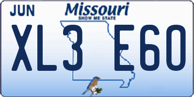 MO license plate XL3E6O