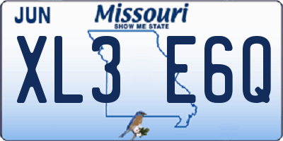 MO license plate XL3E6Q