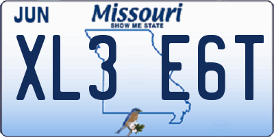 MO license plate XL3E6T