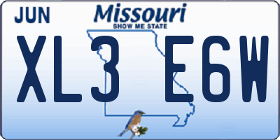 MO license plate XL3E6W